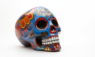 Mexican skull tradition isolated on white background