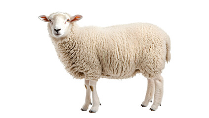 Obraz premium Fluffy White Sheep on White Background
