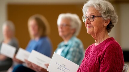 Seniors attending a volunteer appreciation event, receiving certificates