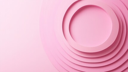 Photo of, Pink background with concentric circles and hearts for design, banner template