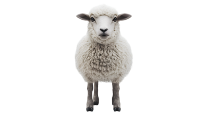 Fluffy White Sheep on White Background