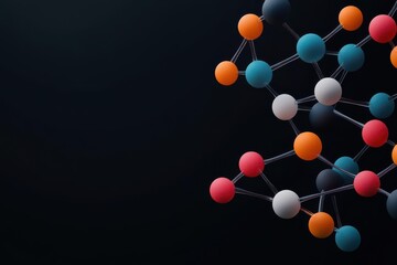 Closeup of enzymes modifying proteins, 3D molecular design, neon colors, Protein modification enzymes, Advanced biochemical processes