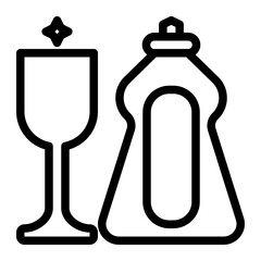 dish soap icon in outline style. Line art