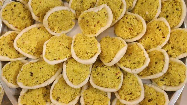 Steamed lentil fara in rice dough Indian style homemade dish