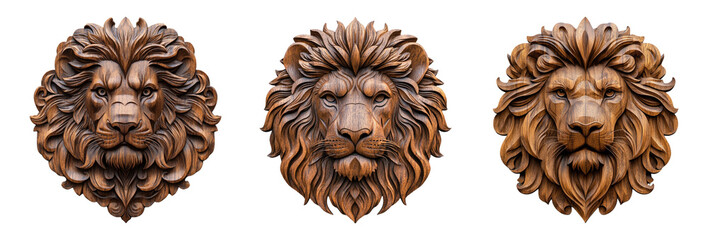 Obraz premium Lion Carvings on Transparent Background