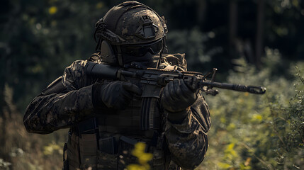 Fototapeta premium Soldier in action