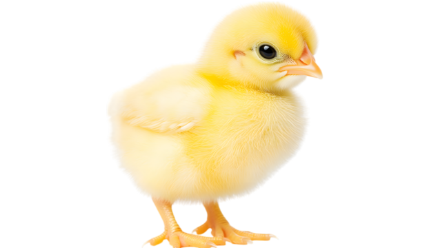 Fluffy Yellow Chick on White Background
