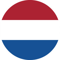 Circle shaped national flag of the European country of NETHERLANDS