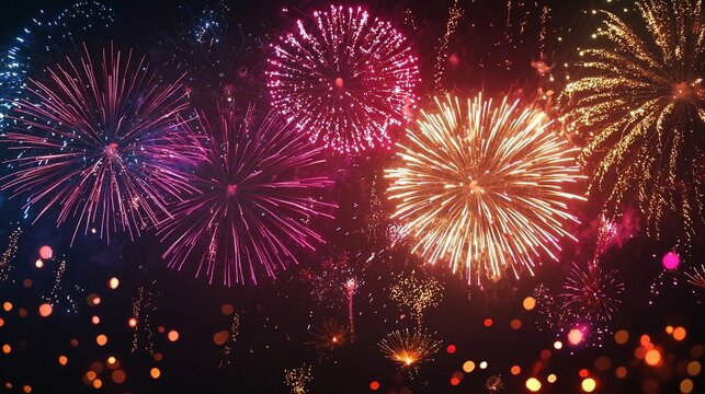 Feuerwerk Hintergrund, buntes Feuerwerk am Himmel 