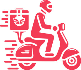 Free Shipping motorbike food delivery boy icon in Vector illustration
