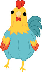 Cute chicken cartoon on white background. Vector illustration.