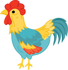 Cute chicken cartoon on white background. Vector illustration.