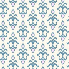 Ikat seamless pattern, geometric design, motif ethnic handmade, Ikat ethnic tribal, boho colors seamless wallpaper. Ethnic Ikat abstract background art,