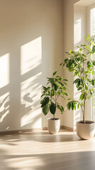 Sunlit indoor plants