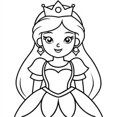 Princess coloring page vector art illustration coloring book design 