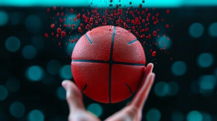 Basketball player sinking a game-winning shot from half-court high detail ultra HD clean layout sharp focus