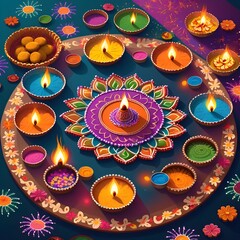 Vibrant Diwali Celebration: Rangoli and Fireworks
