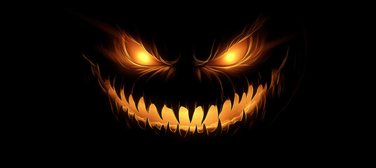 Naklejka premium Scary Jack-o'-lantern with Glowing Eyes