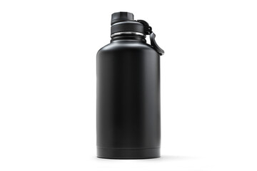 Standing Black Metal Standing 64 oz Insulated Water Bottle Half Gallon Stainless Steel Sports Water Flask Jug  with transparent shadow