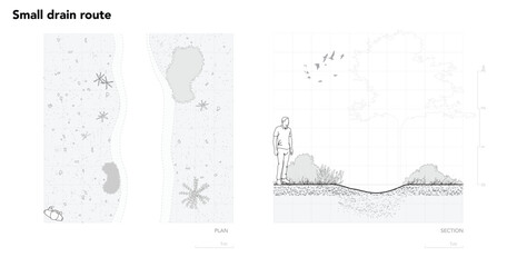Architectural Drawings, Minimal style cad tree line drawing, Side view, plan and section forest outline symbol for landscape design drawing. Vector illustration in stroke fill in white. © feipco