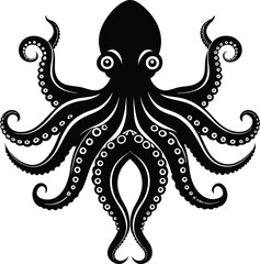 Octopus Silhouette Vector | Marine Life Illustrations for Ocean-Themed Designs