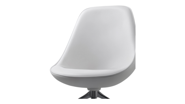Modern ergonomic white chair with smooth curves designed for comfort and style in a minimalist setting.