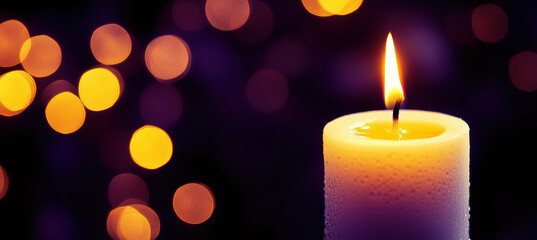 Warm Glow of a Single White Candle