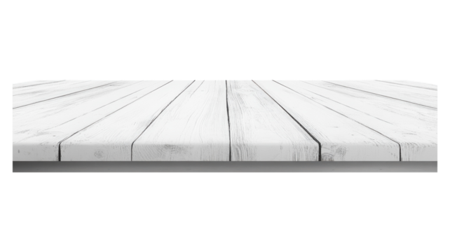 White wooden tabletop with a smooth surface ideal for product displays against a transparent background showcasing versatility and simplicity.