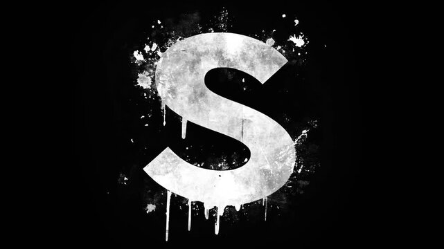 Alphabet S. Stop motion animation in a wiggly 2D grunge style with dirty black and white paint