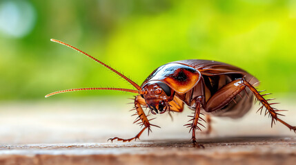 Fototapeta premium A close-up encounter with a cockroach nature's resilient survivor in detail