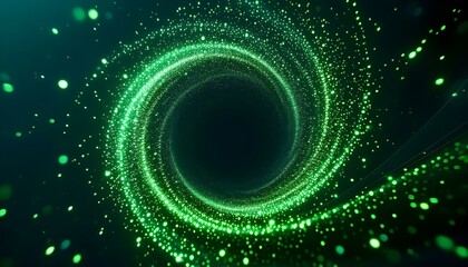 Digital vibration and sound wave. Circle pulse wave with points and particles on the dark background. 3D rendering. Radial pulse sea. 3D drip drop. Big data grid.