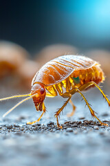 Detailed close-up of a cockroach showcasing its intricate features and texture
