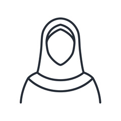 Muslim women icon. Arab girl thin line vector illustration.