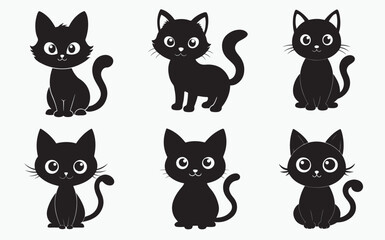 Obraz premium cat silhouette icon set