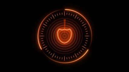 neon light analog clock isolated. 24 hour speed clock.	