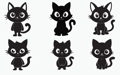 cat silhouette icon set