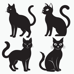 cat silhouette icon set