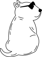 Cute dog black and white illustration. White background.