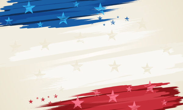 Patriotic background border design, blue red brush strokes, vintage grunge distressed American flag clipart 
banner vector illustration for Veterans day, Christmas, 
4th of July celebration ads, USA