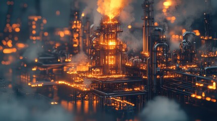 Fototapeta premium Geothermal Wellhead Surrounded by Glowing Heat