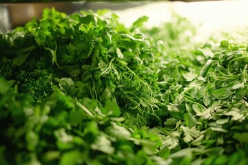 Obraz premium Fresh Green Herbs in Kitchen Setting