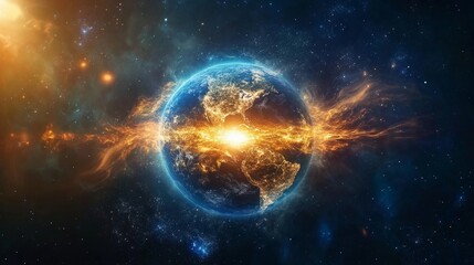 The magnetic field of Earth. Space weather and the Sun-Earth relationship. The magnetosphere is affected by solar magnetic fields and perticle blasts. Earth's magnetic bubble and plasma