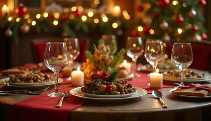 christmas dinner table setting