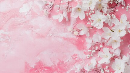 Photo of, Pink background with delicate floral patterns for design, banner template