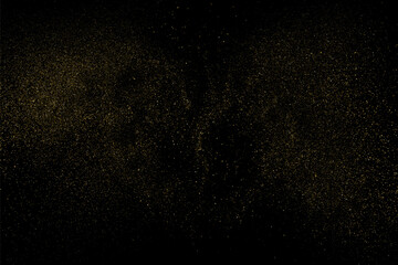 Fototapeta premium Gold Glitter Texture Isolated on Black Background. Golden stardust. Amber Particles Color. Sparkles Rain. Vector Illustration, Eps 10.