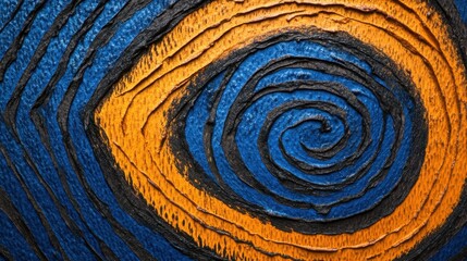 Fototapeta premium A close-up view of a peacock feather, focusing on the striking blue and orange central design, capturing the essence of nature artistry.