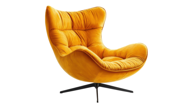 Cozy yellow plush chair designed for modern living spaces, ideal for relaxing in contemporary homes and offices.