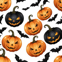 Seamless background with Halloween pumpkins.
