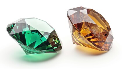 Gemstone and diamond alone on white backdrop