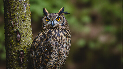 Eurasian Owl in Focus - Beautifully Perched on a Tree Branch